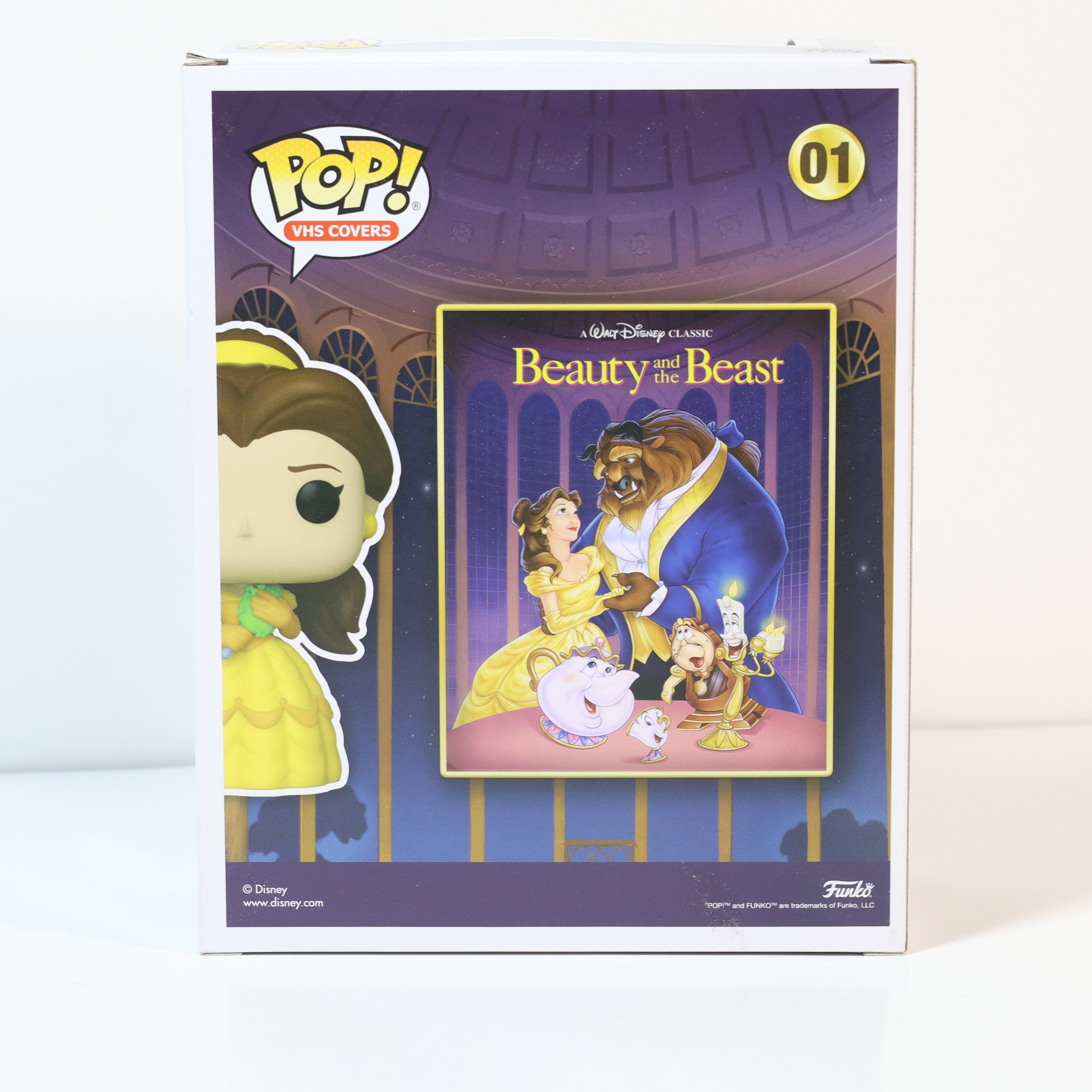 Funko Pop! VHS cover of Beauty and the Beast with Belle and the Beast on a white background