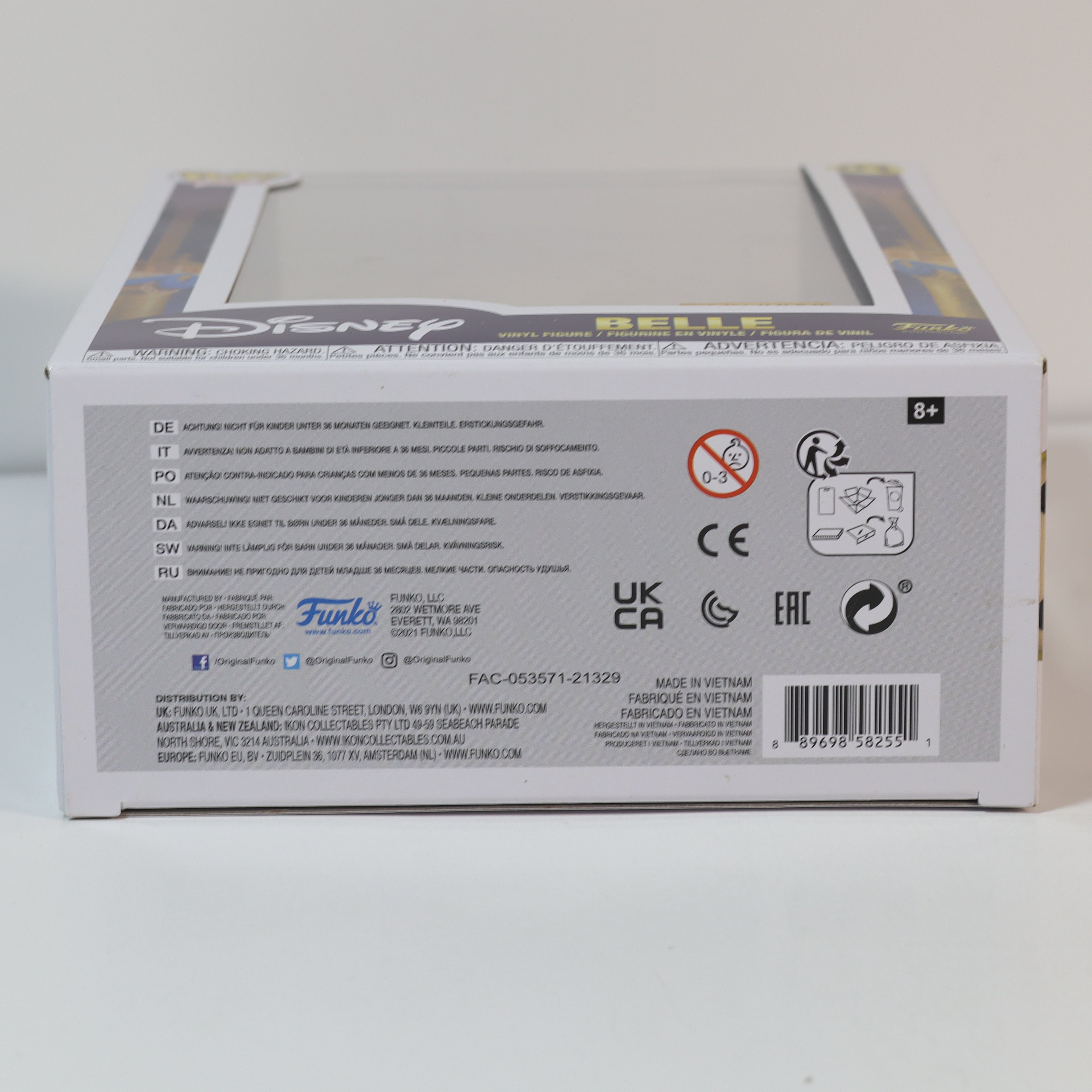 Back view of a Disney product packaging box with branding and product details.