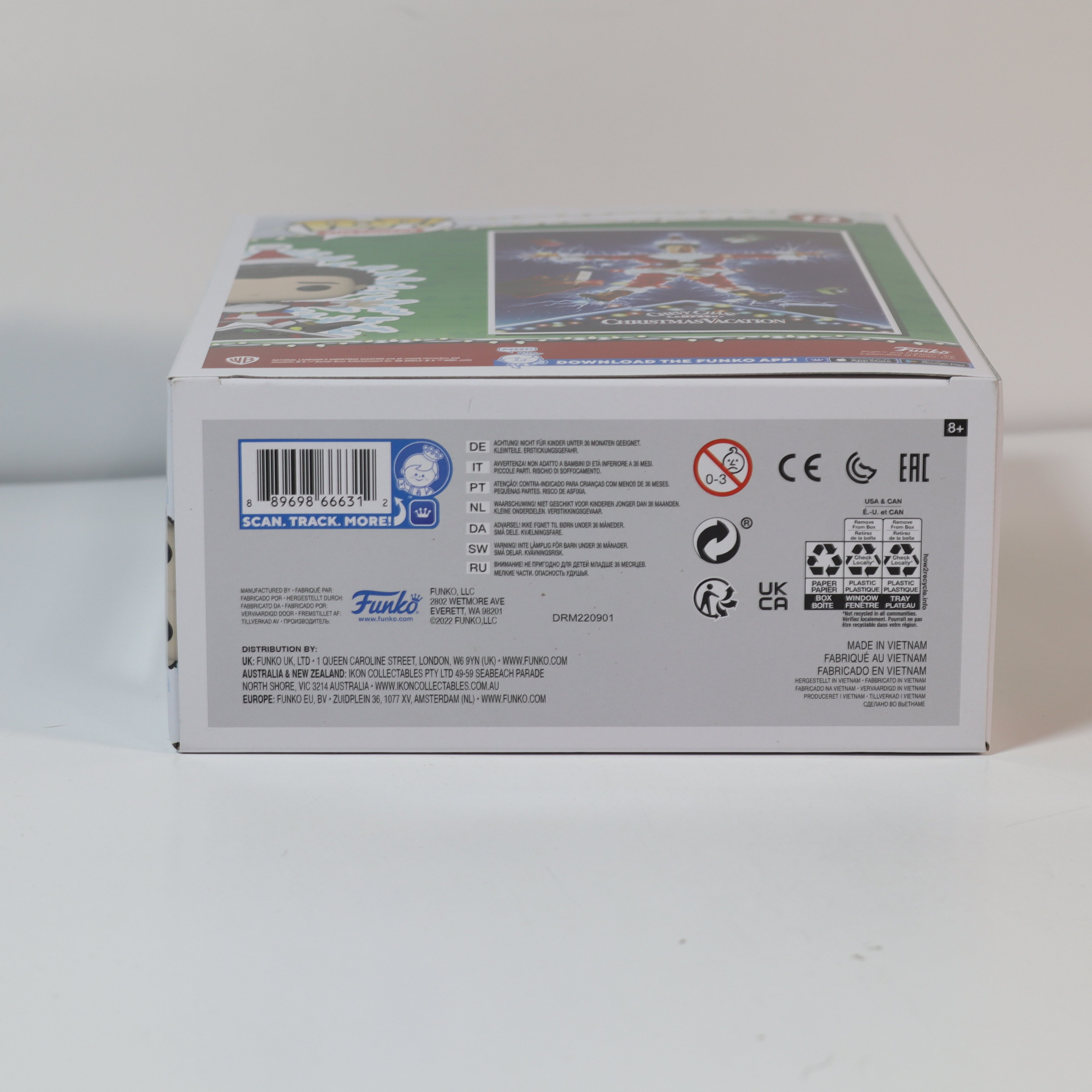 Back view of a Funko Pop! vinyl figure box with branding and product information.