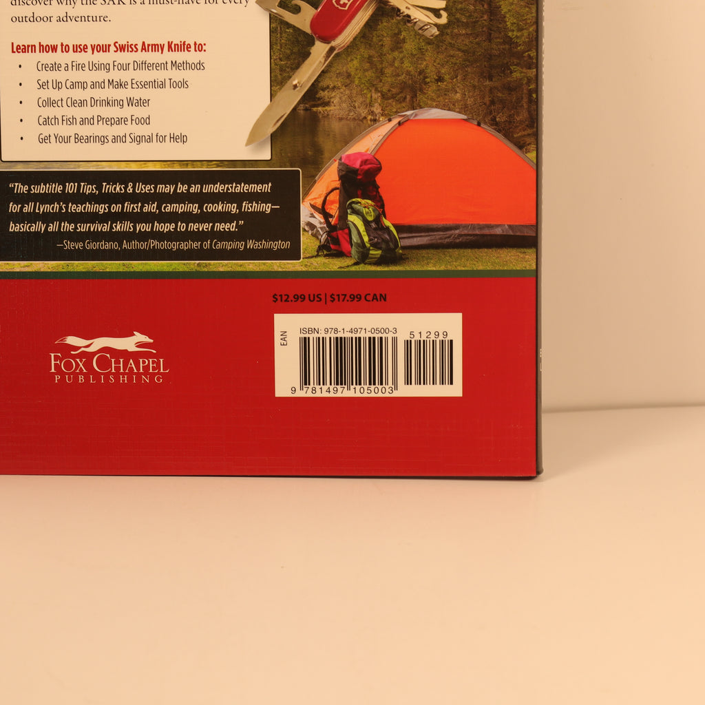 Back cover of a book with camping scene and Fox Chapel Publishing logo