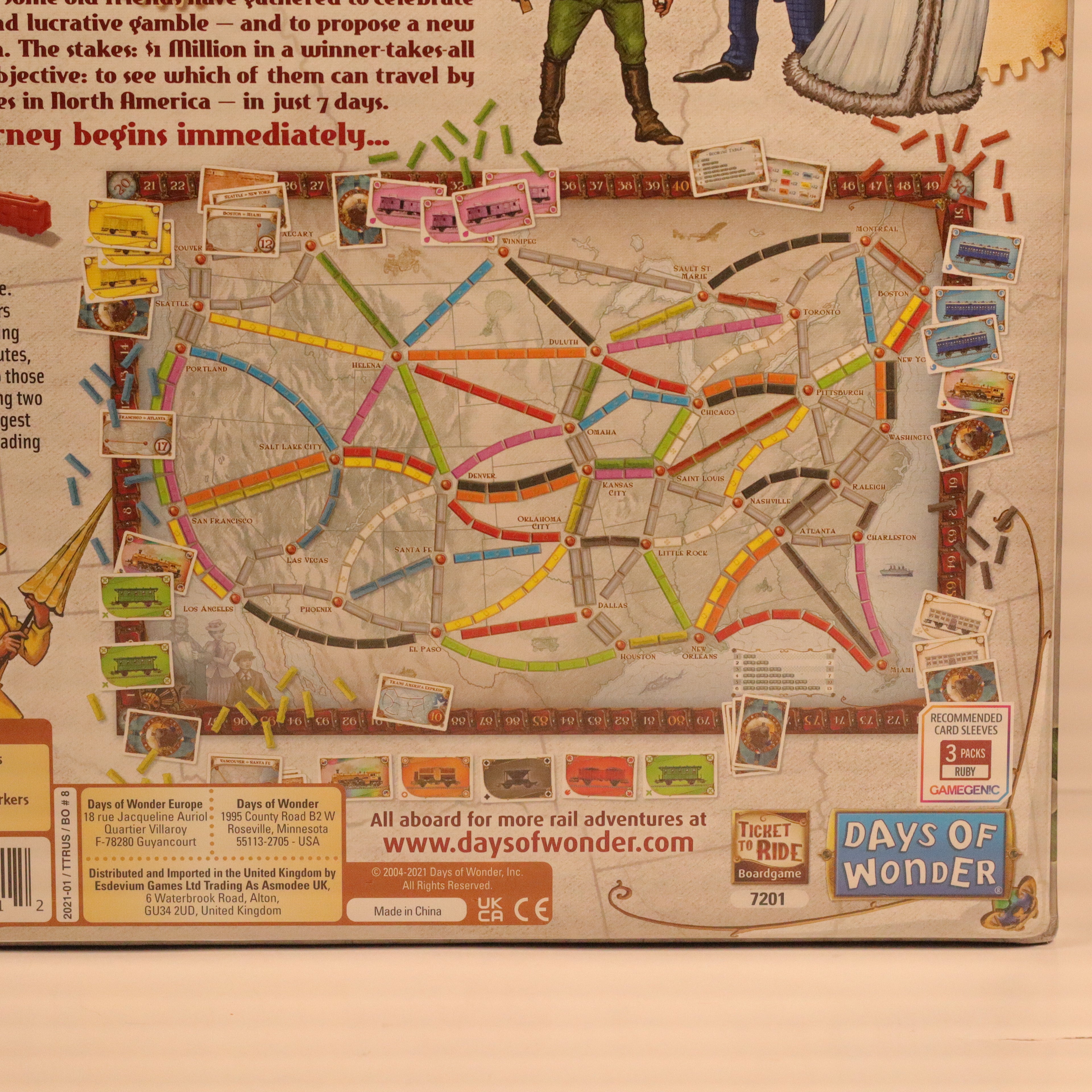 Board game map with colorful lines and 'Days of Wonder' branding