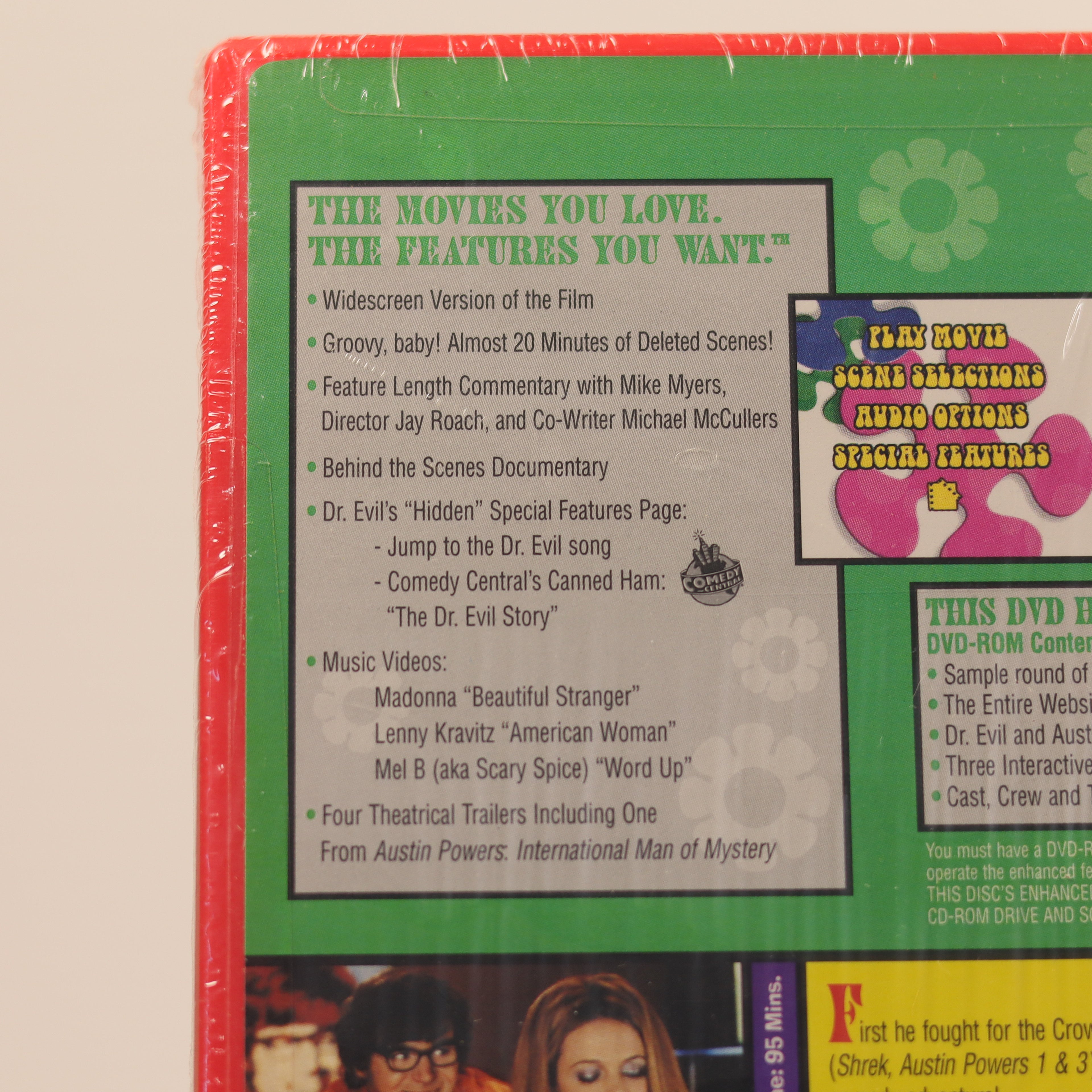 Back cover of a DVD with text and graphics on a beige background