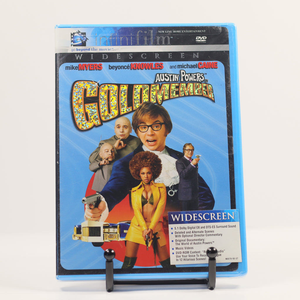 DVD cover of 'Austin Powers in Goldmember' on a stand