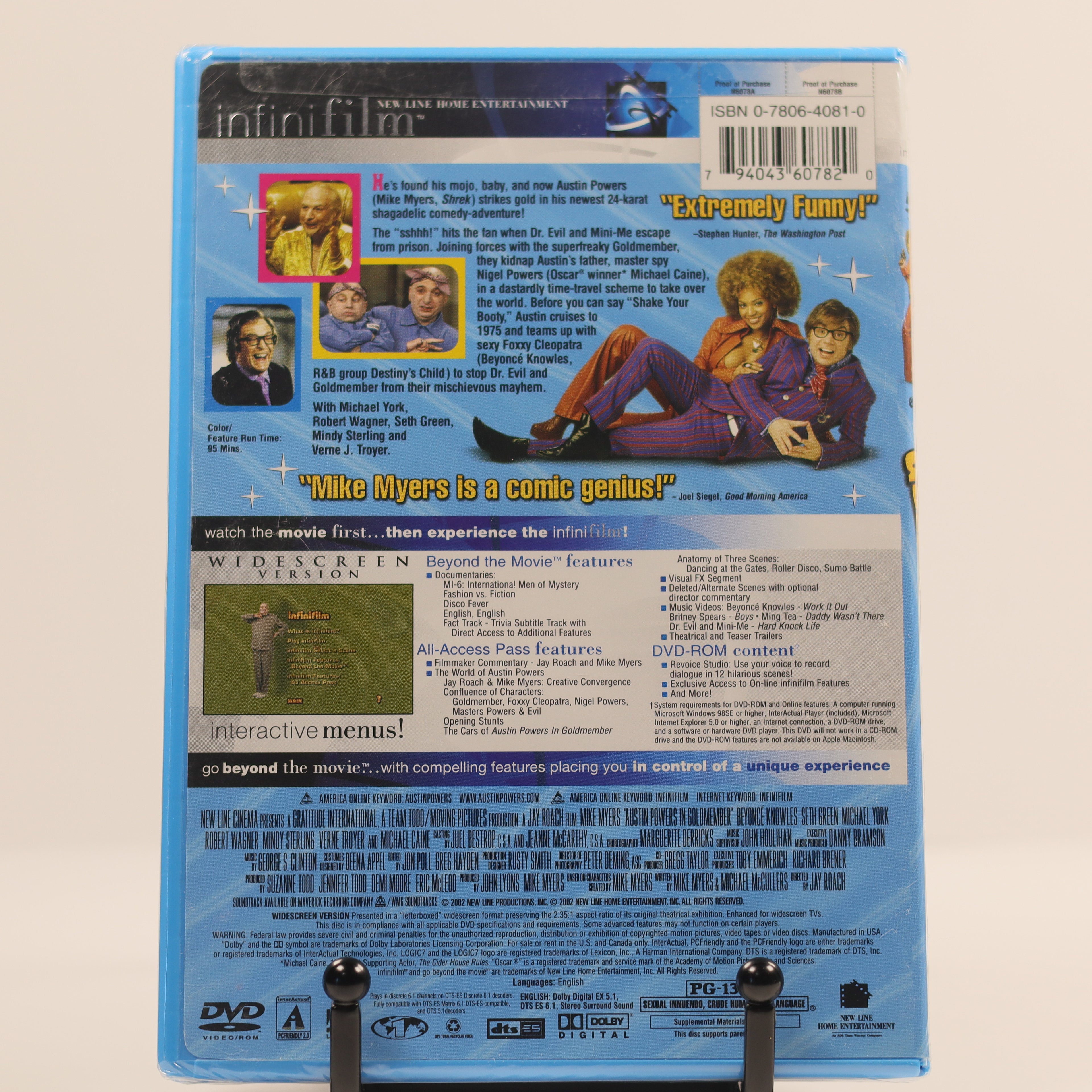 Back cover of a DVD with text and images on a beige background