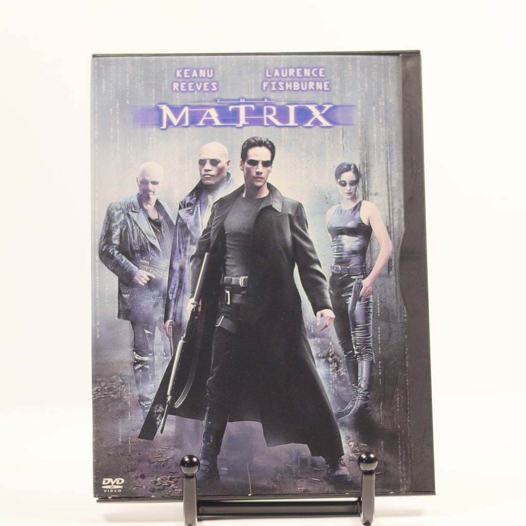 DVD cover of 'The Matrix' featuring Keanu Reeves and Laurence Fishburne.