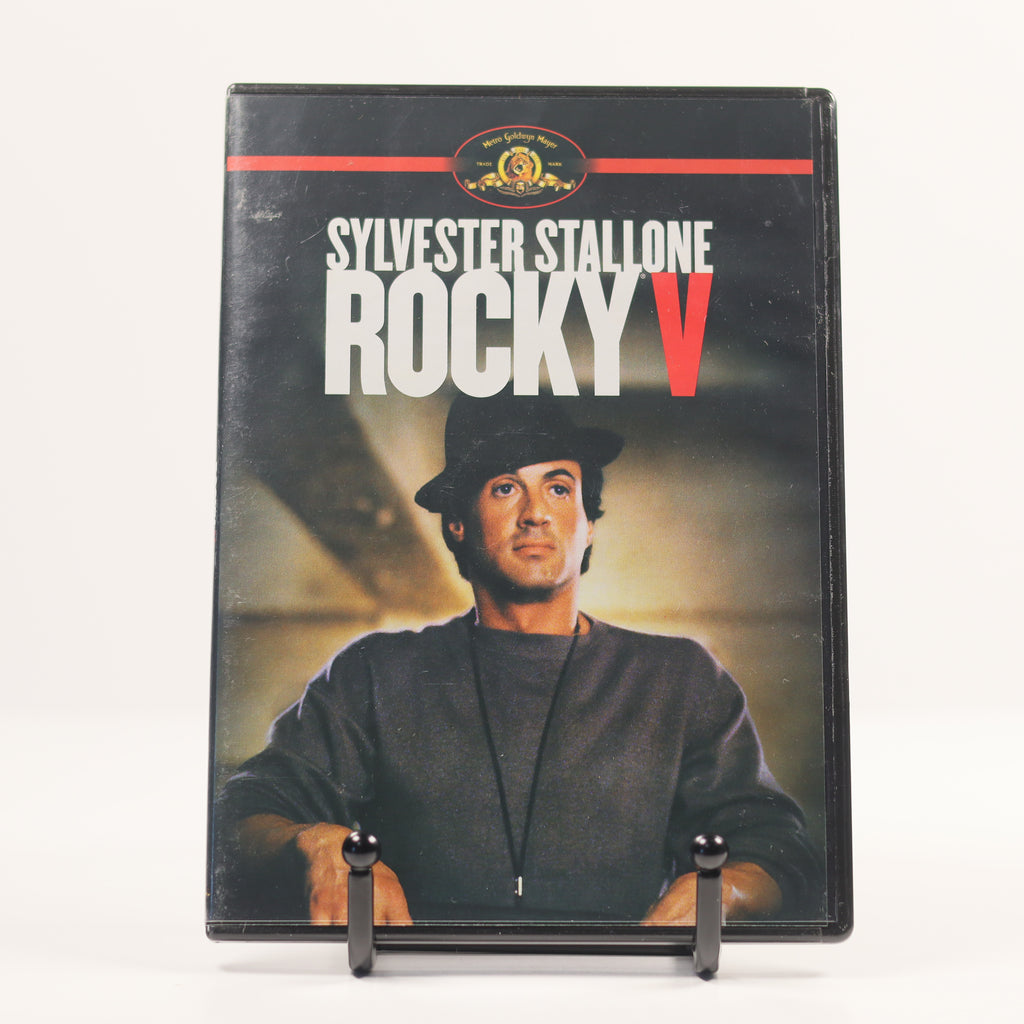 DVD cover of 'Rocky V' featuring Sylvester Stallone on a white background