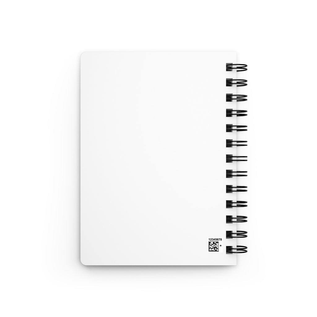 white spiral bound note book. Back cover